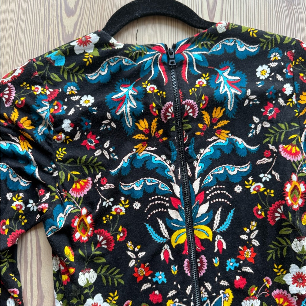 Alice + Olivia Black Floral Long Sleeve Dress